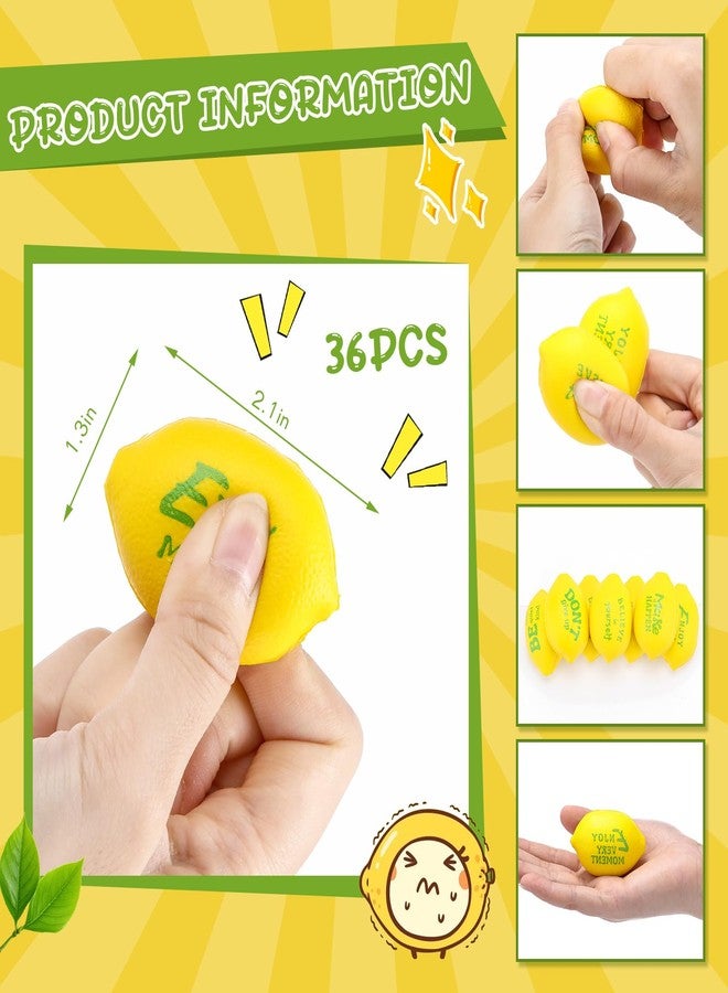 Jerify 36 Pieces Motivational Lemon Stress Balls Party Favors Mini Foam Inspirational Toys Lemons Relieve Balls Gifts for Home Carnival Party Bag Fillers Employee Coworkers Team - Image 2